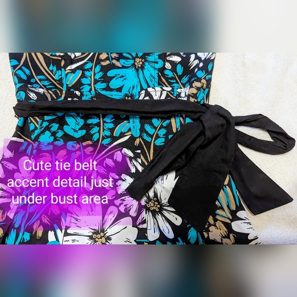 Vintage le chateau size med strapless mini dress, EUC, teal floral pattern - Picture 9 of 16